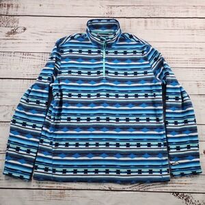 Chubbies Beach Club Fleece Pullover Men's XL Blue Aztec 1/4 Zip Southwestern